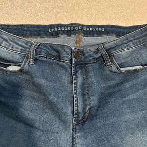 Articles Of Society Blue Jeans with Vintage Wash and Distressed Finish